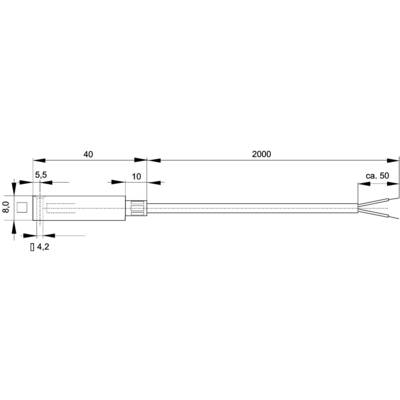   Enda  Temperature sensor  K10-TC-J-40x8x8-2M    Sensor type J  Temperature reading range-50 up to 400 °C    Cable leng