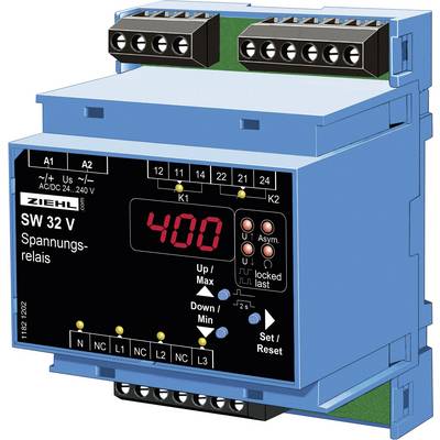 Voltage Relay SW 32 V with Digital Display Shows '400'. Device for Voltage Monitoring in Electrical Installations.