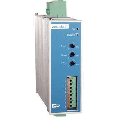 Electronic device with labels: 'versi start II', switches for 'On', 'Bypass', displays for time and voltage control.