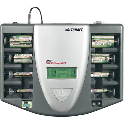 VOLTCRAFT Charge Manager CM2020 Charger for cylindrical cells NiCd, NiMH AAA , AA , C, D, 9V PP3-1