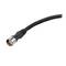A black coaxial cable with a metallic connector at one end; suitable for audio or video equipment.