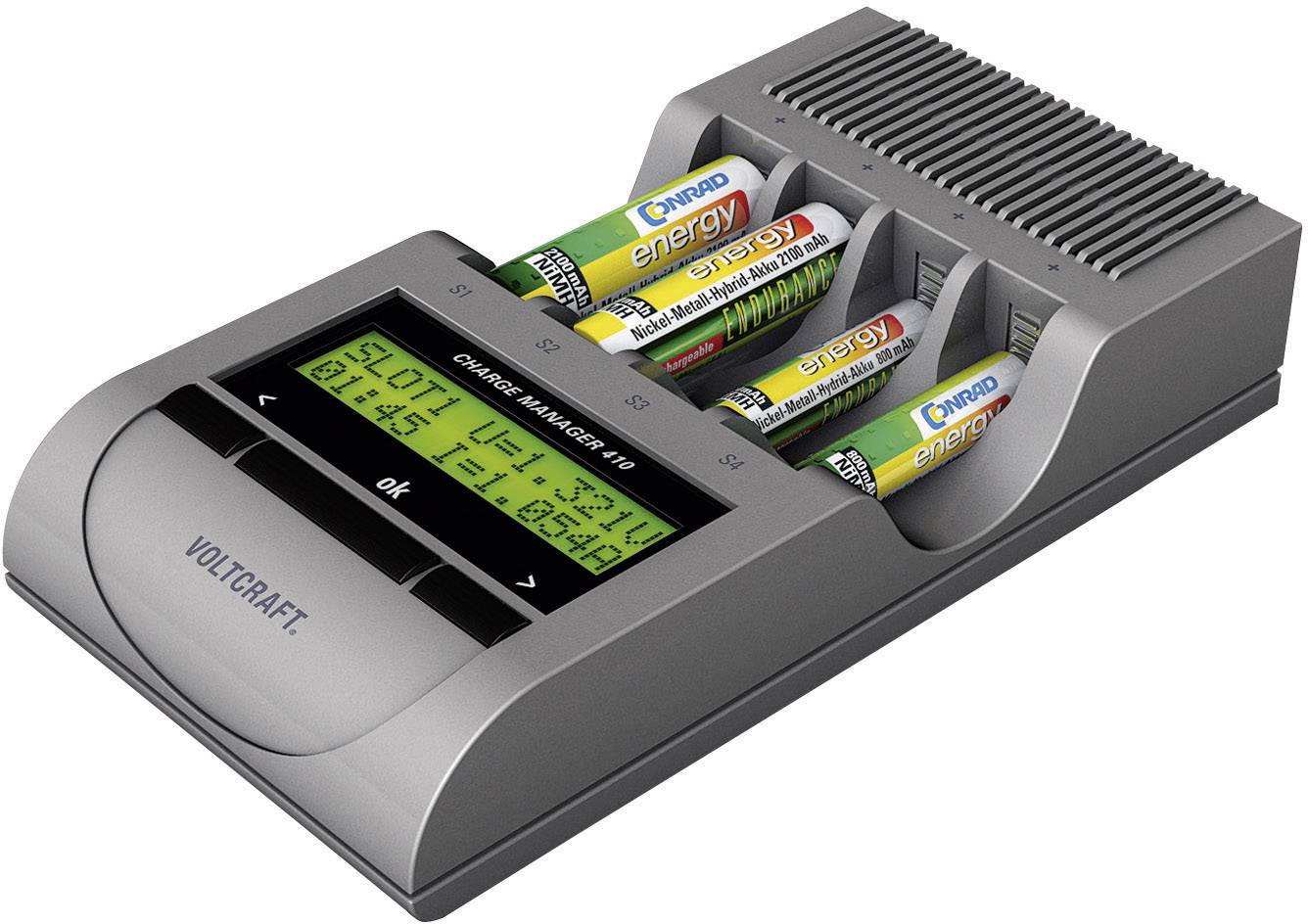 VOLTCRAFT Charge Manager CM410 Charger for cylindrical cells NiCd, NiMH, NiZn AAA , AA-3