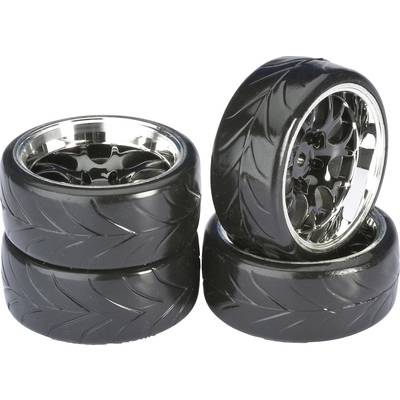 Absima 1:10 Road version Complete wheels Drifter A Honeycomb Black-chrome 4 pc(s)-0