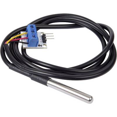 'Temperature sensor with cable and electronic connection, suitable for precise temperature measurements in electronic projects.'
