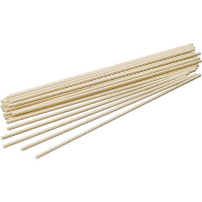 Long, thin wooden sticks neatly stacked on a white background.