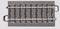 A short piece of model railway track, grey, intricately designed, suitable for model railway layouts.