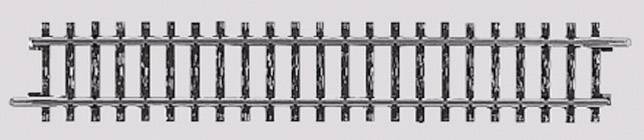 A straight section of railway track, typically used in model railway layouts.
