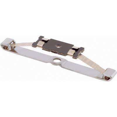 Electrical resistance with metallic contacts and central plastic segment.