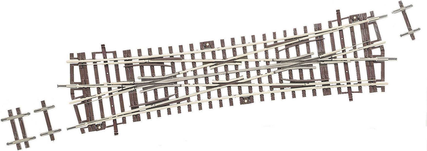 Level Crossing Model for Model Railway Demonstrates Complex Rail System with Rail Intersection and Points, Garden Orientation.