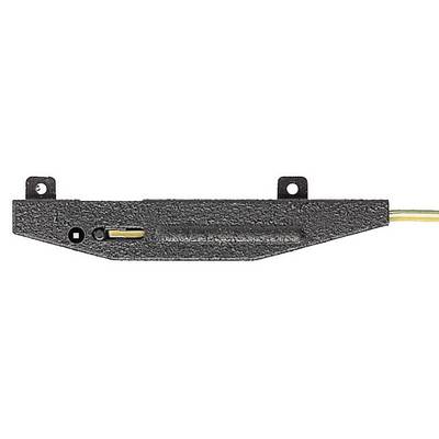 A black guitar pickup with mounting holes and a short cable.