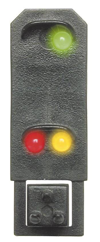 A traffic light with green at the top, yellow in the middle, and red at the bottom indicates that traffic can come to a halt.