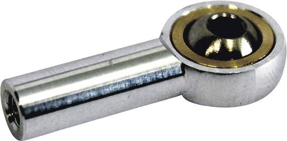 Metallic bearing joint with a cylindrical shaft and spherical joint, commonly used in machinery or vehicles.