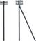 Two electricity pylons with horizontal crossbars and insulators arranged side by side and on top of each other.