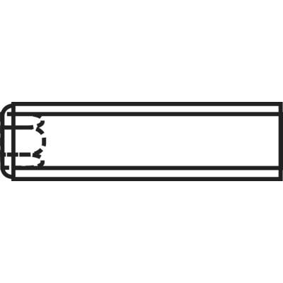 Sketch of a rectangular object with a rounded, dotted left side representing a connection.