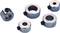 Five metal tensioning sleeves of different sizes, with screws for fastening.