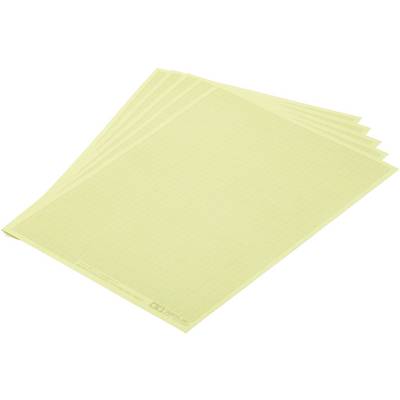 Several slightly overlapping yellowish sheets with a fine square grid, suitable for technical drawings.
