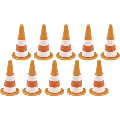 Ten orange traffic cones in two rows.