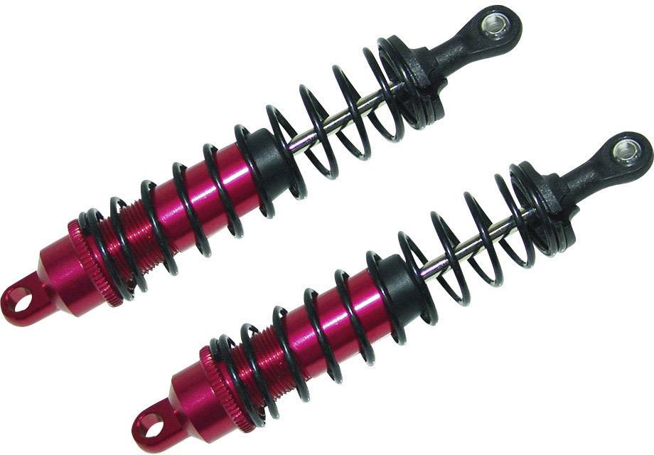 Image of Reely 1:10 Aluminium hydraulic shock absorber Red (metallic) incl. springs Black 100.7 mm 2 pc(s)