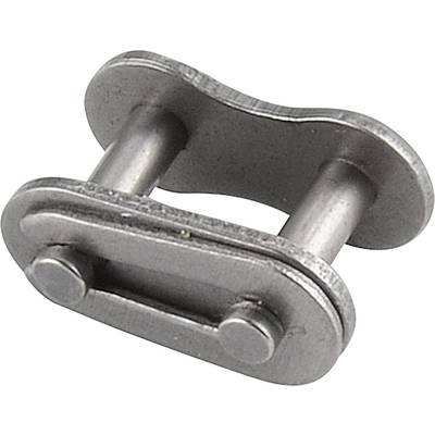 Silver-coloured metal chain link with two pins.