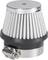 Silver conical air filter with black base and metal clip, suitable for vehicles.