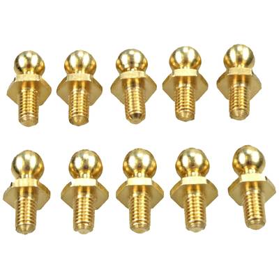 Ten golden screws with spherical heads arranged in two rows.
