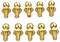 Ten golden screws with spherical heads arranged in two rows.