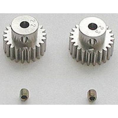 Two metal gears of different sizes lie next to each other on a light surface, with small screws underneath.