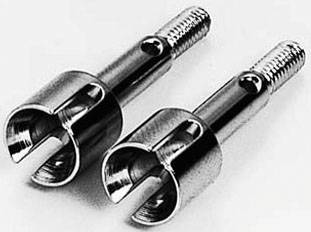 Two chrome-plated mechanical components, presumably joint parts, are lying side by side on a smooth surface.