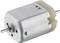 'A small direct current motor with a metallic casing and two axles, typically used for mechanical applications in devices.'