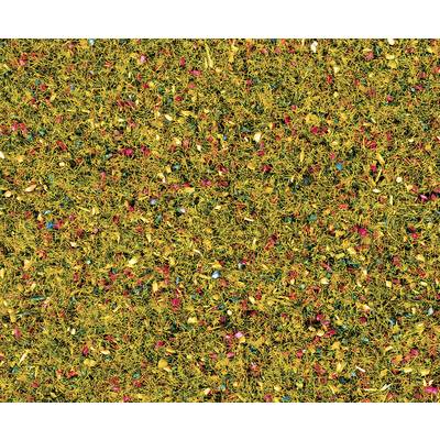 A carpet made of coloured, dried rice and spices, with yellow as the primary colour, complemented by red and blue accents.