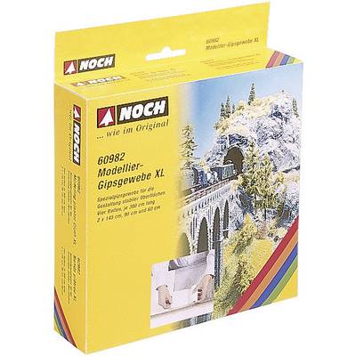 Packaging containing model-making accessories, showing a model landscape with a bridge and tunnel. Includes specialist plaster cloth for detailed surfaces.