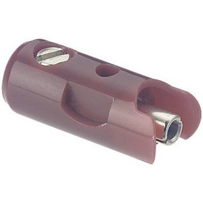 A red cable stripping tool with a metal cutting insert, used for removing insulation from cables.