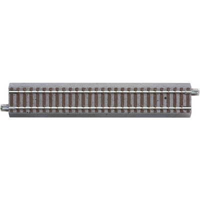 Section of track made from grey concrete with metal rails, suitable for model railway layouts.