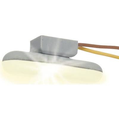 White LED light fitting with cables emitting light.