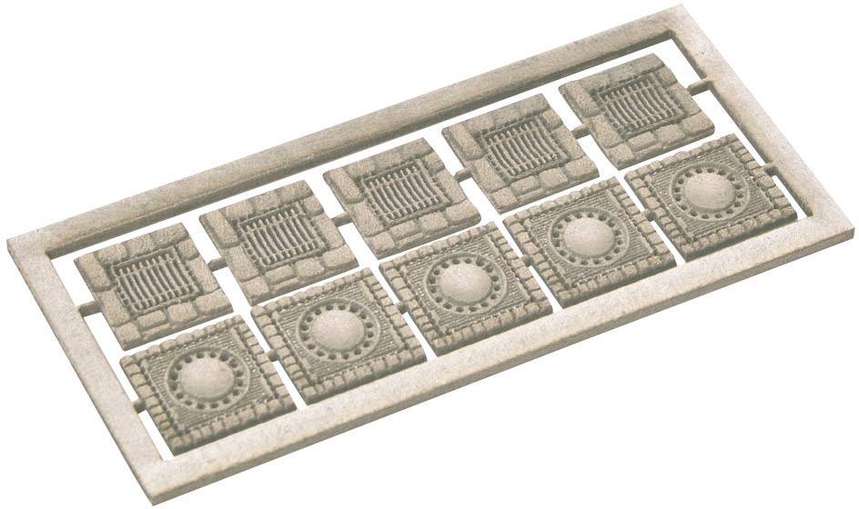 A rectangular grid with intricate decorations. It displays eight symmetrical square fields with varying patterns.