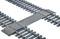 Rail crossing with a wide wooden walkway for safe crossing, showing the connection of two tracks, symbolising integration or route selection.