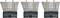 Three grey, rectangular brushes with metallic bristles in a vertical arrangement, suitable for electric cleaning devices.