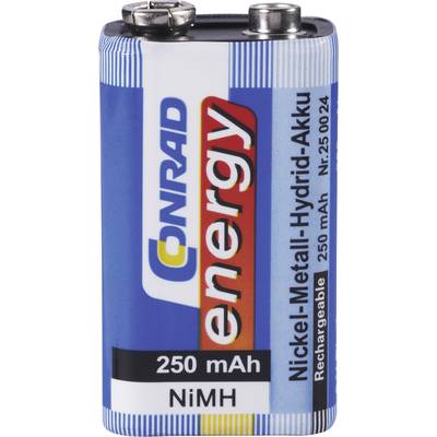 Conrad energy 6LR61 9 V / PP3 battery (rechargeable) NiMH 250 mAh 8.4 V 1 pc(s)