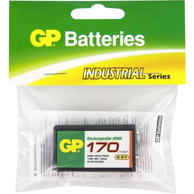 GP Batteries, Industrial Series: Rechargeable 9.6V NiMH Battery with 170mAh in Plastic Packaging.