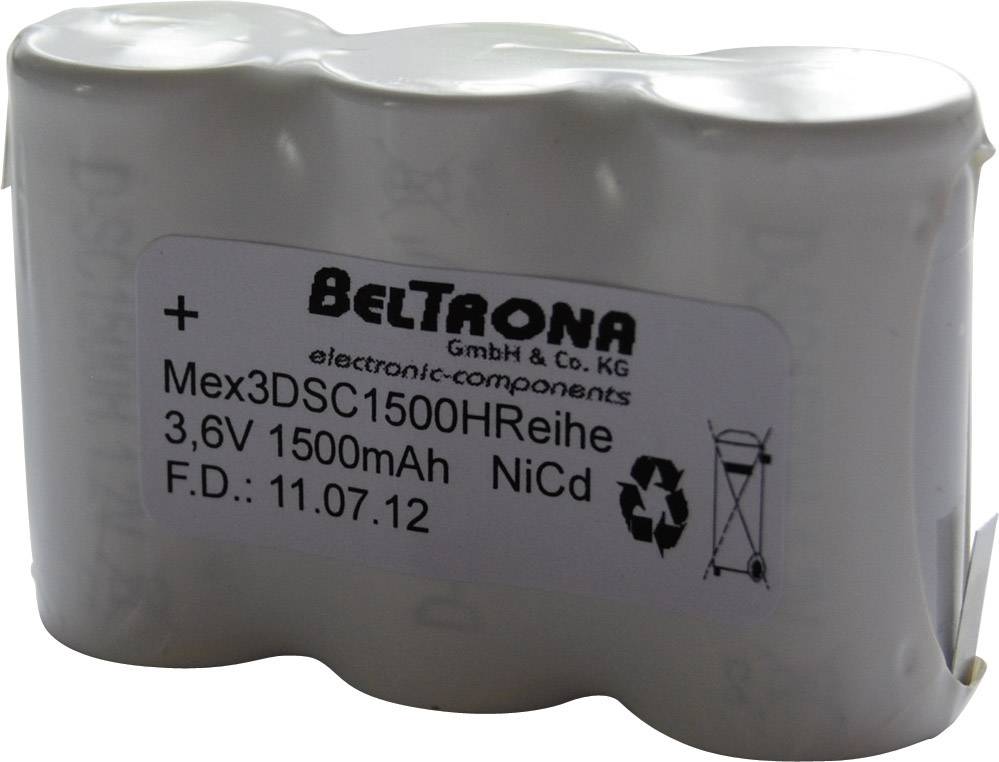 Battery pack 'BELTRONA' on a transparent background. Print: 3.6V 1500mAh, NiCd. Production date: 11/07/12.