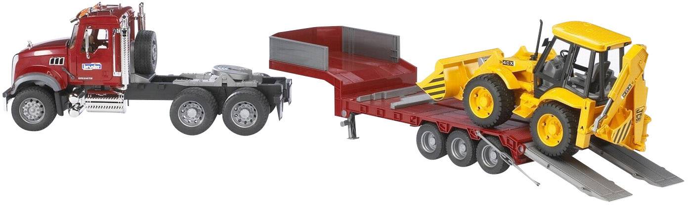Brother MACK granite truck with low-loader and JCB 4CX backhoe loader ...