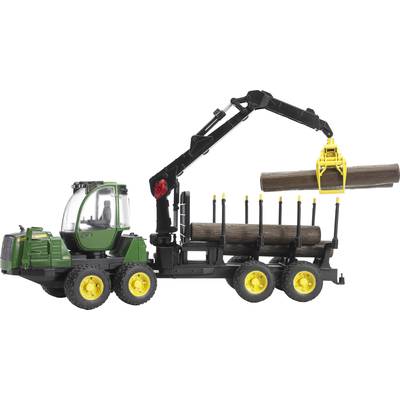 Image of bruder John Deere 1210 E Ruckezug with 4 logs and timber grab