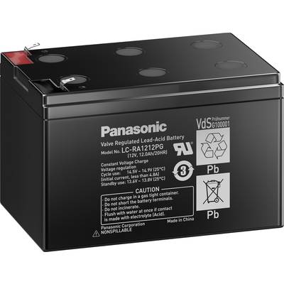 Panasonic 12 V 12 Ah LC-RA1212PG1 VRLA 12 V 12 Ah AGM (W x H x D) 151 x 94 x 98 mm 6.35 mm blade terminal VDS certificat