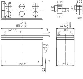 Panasonic 12 V 7,2 Ah LC-R127R2PG VRLA 12 V 7.2 Ah AGM (W x H x D) 151 x 94 x 65 mm 4.8 mm blade terminal VDS certificat-3