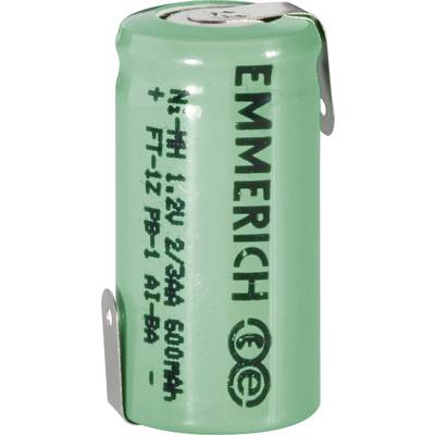 Emmerich 2/3 Mignon ZLF Non-standard battery (rechargeable)  2/3 AA Z solder tab NiMH 1.2 V 600 mAh