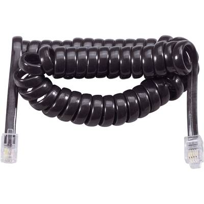 Basetech Phone receiver Cable [1x RJ10 4p4c socket - 1x RJ10 4p4c socket] Spiral cable 7.00 m Black