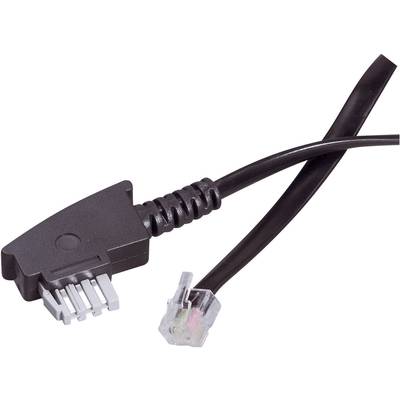 Fax Cable bridged [1x TAE-N plug - 1x RJ11 6p2c plug] 15.00 m Black Basetech