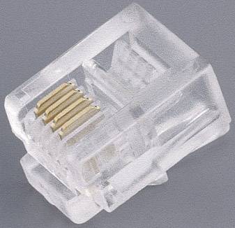TRU COMPONENTS Modular plug TC-2525001 Plug, straight Pins: 6P4C No. of pins (RJ) 6P4C Transparent 100 pc(s)