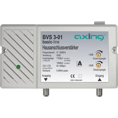 Axing 'BVS 3-01' House Connection Amplifier. Frequency range 47...862 MHz, gain 30 dB. Suitable for indoor use.