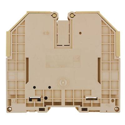 The image depicts a beige plastic mounting bracket or clip with square lattice patterns and multiple attachment points.